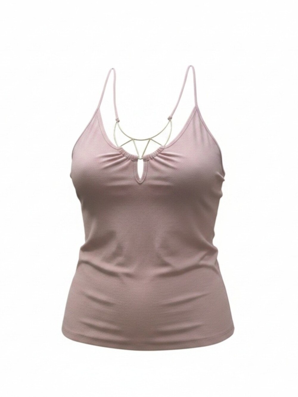 Spaghetti Strap Pink/mauve Tank Top with Decorative Front Detail